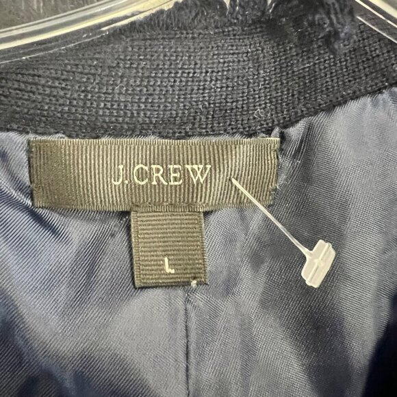 J.Crew Women's Lightweight Knit Blazer Blue/Multi Size Large Frayed - Picture 8 of 9